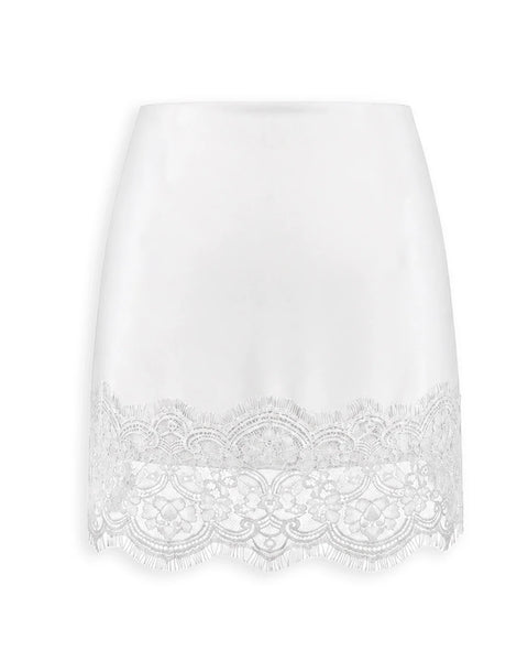 Lace Trim Mini Skirt in Ivory