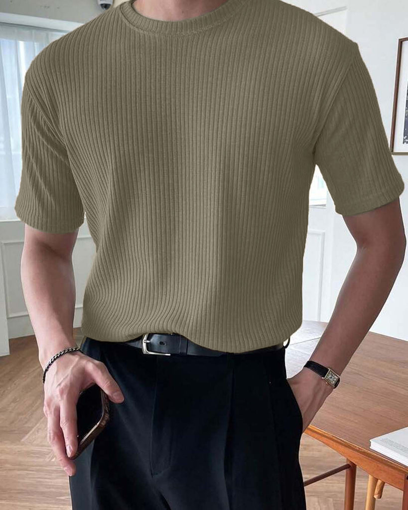 Khaki color relaxed fit t-shirt