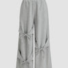 High-Rise Tie-Bow Cutout Wide Leg Pants in Mélange