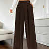 High-Rise Wide-Leg Trousers with Pockets in Coco