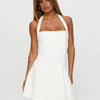 Square Neck Sleeveless A-Line Mini Dress in White