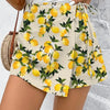 A-Line Fit Flared Hem Lemon Print Mini Skirt in Yellow Front View For Women | Littlebox India