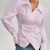 Asymmetric Hem Fitted Baby Pink Shirt Top Front View for Women | Littlebox India