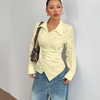 Asymmetric Hem Fitted Vanilla Shirt Top Close-Up for Women | Littlebox India