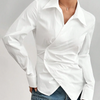 Asymmetric Hem Fitted White Shirt Top Front View For Women | Littlebox India
