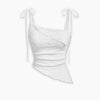 Asymmetric Hem Tie Strap Camisole Top in White Front View for Women | Littlebox India