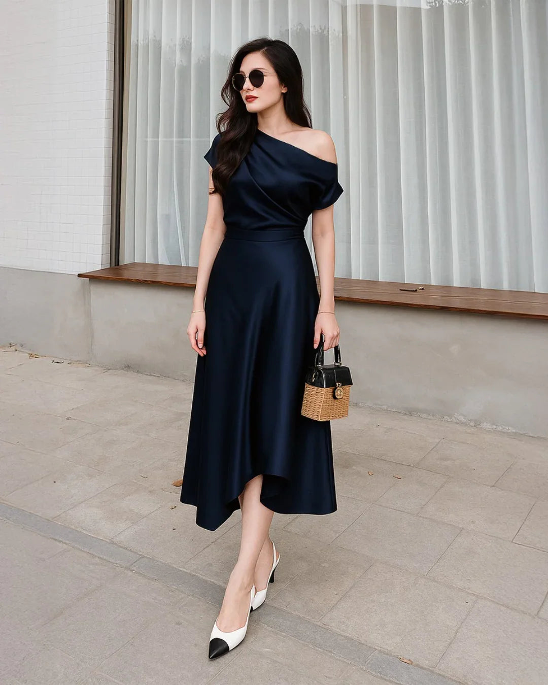 Asymmetrical Boat Neck Ruffle Maxi Dress - Littlebox India Asymmetrical Boat Neck Ruffle Maxi Dress - Littlebox India