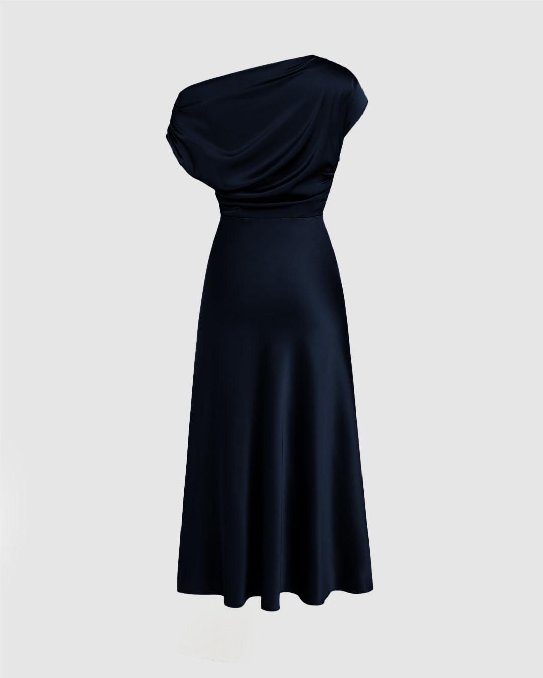 oaf BACK BUCKLE MAXI DRESS CHAR Hera's Garb Gathered Black Maxi