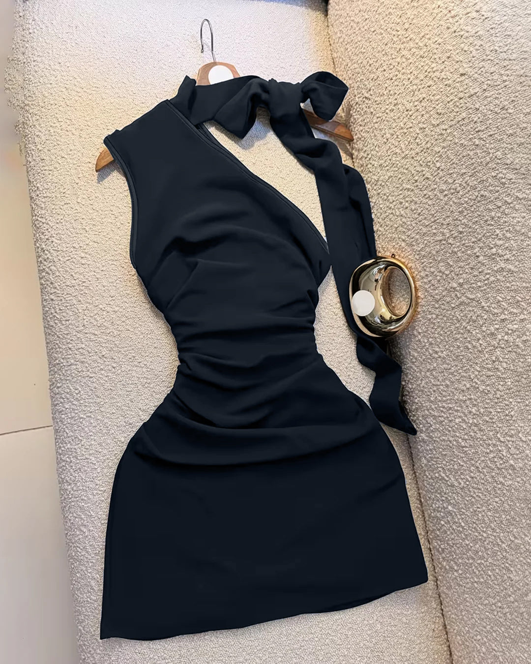 asymmetrical bodycon mini dress Navy Open Back Dress One Shoulder Strap Mini Dress In Navy Blue The asymmetric off Colour:BURGUNDY Off shoulder dress Elegant Evening Dress Rat & Boa Backless