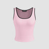 Baby Pink Scoop Neck Tank Top with Black Trim Front View For Women | Littlebox India