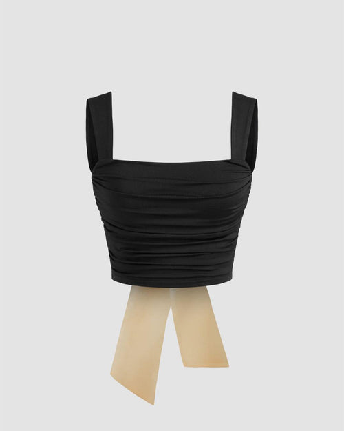 Back Tie Bow embellished Crop top Front View For Women | Littlebox India