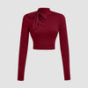 Back to School Turtleneck Going Out Outfit Slim Fit Top in Redberry Front View for Women | Littlebox India