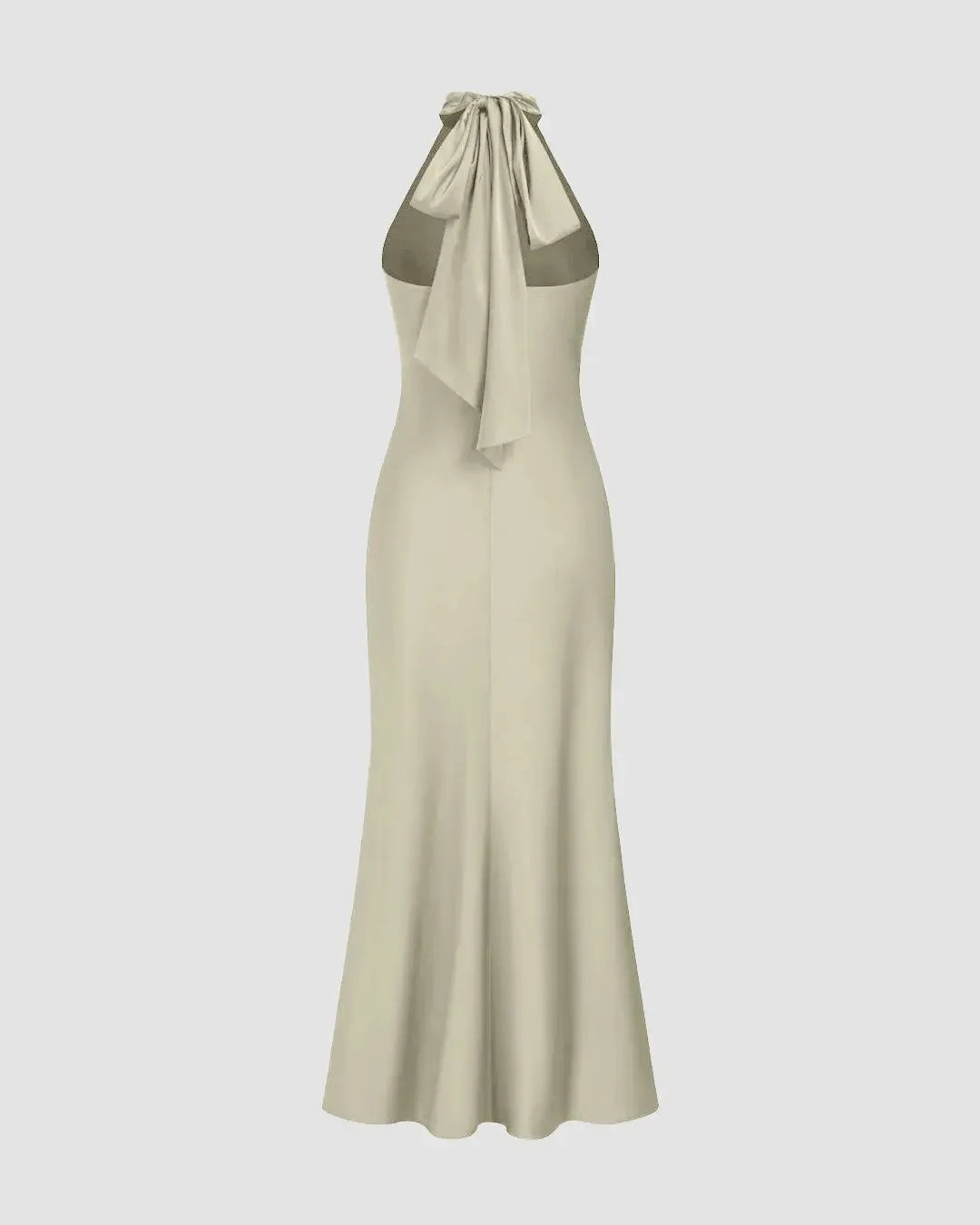 80s halter dress Halter-Neck A-Line Dress In Light Gold
