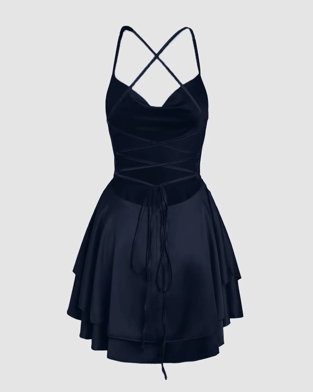 Solid Color Cowl Neck Cross Backless Dress - Littlebox India Solid Color Cowl Neck Cross Backless Dress - Littlebox India