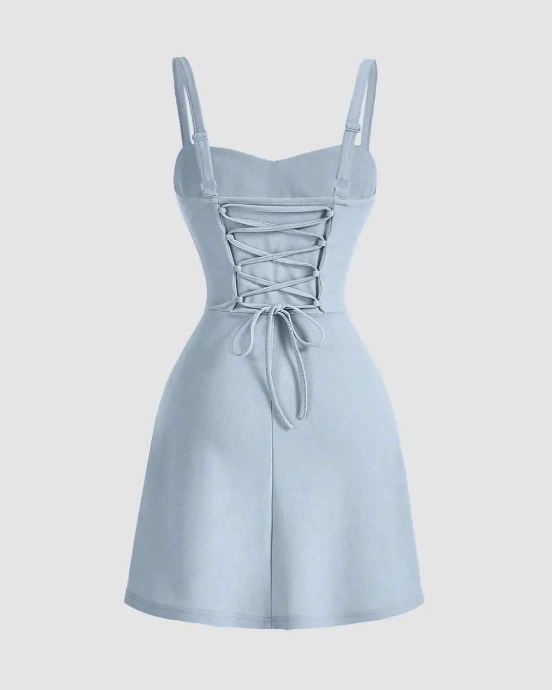 Sweetheart Neck Ruched Mini Dress in Ice Blue - Littlebox India