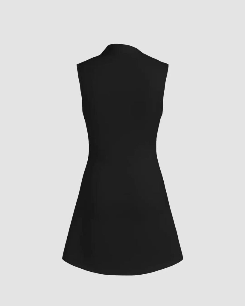 Turtleneck Sleeveless Ruched Mini Dress In Black - Littlebox India Turtleneck Sleeveless Ruched Mini Dress In Black - Littlebox India