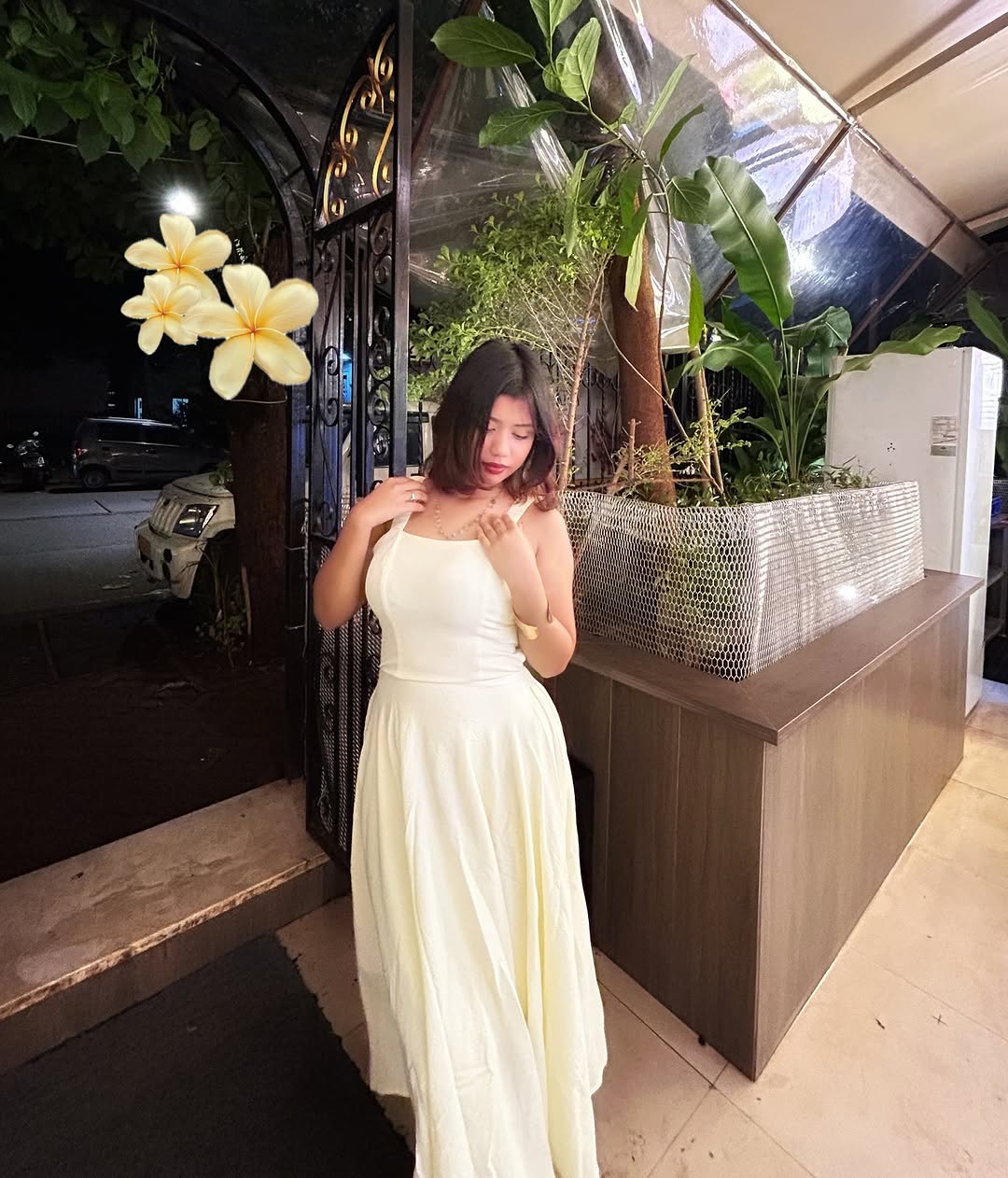 Customer photo 3 of Backless Criss-Cross Bow Design Flared Dress In Off-White