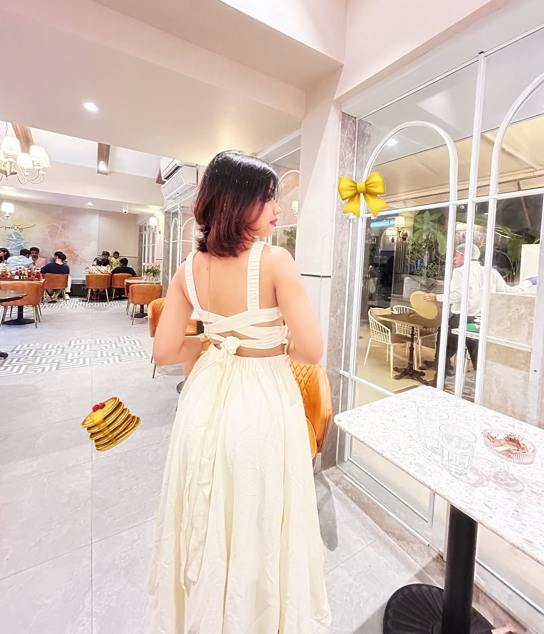 Customer photo 2 of Backless Criss-Cross Bow Design Flared Dress In Off-White