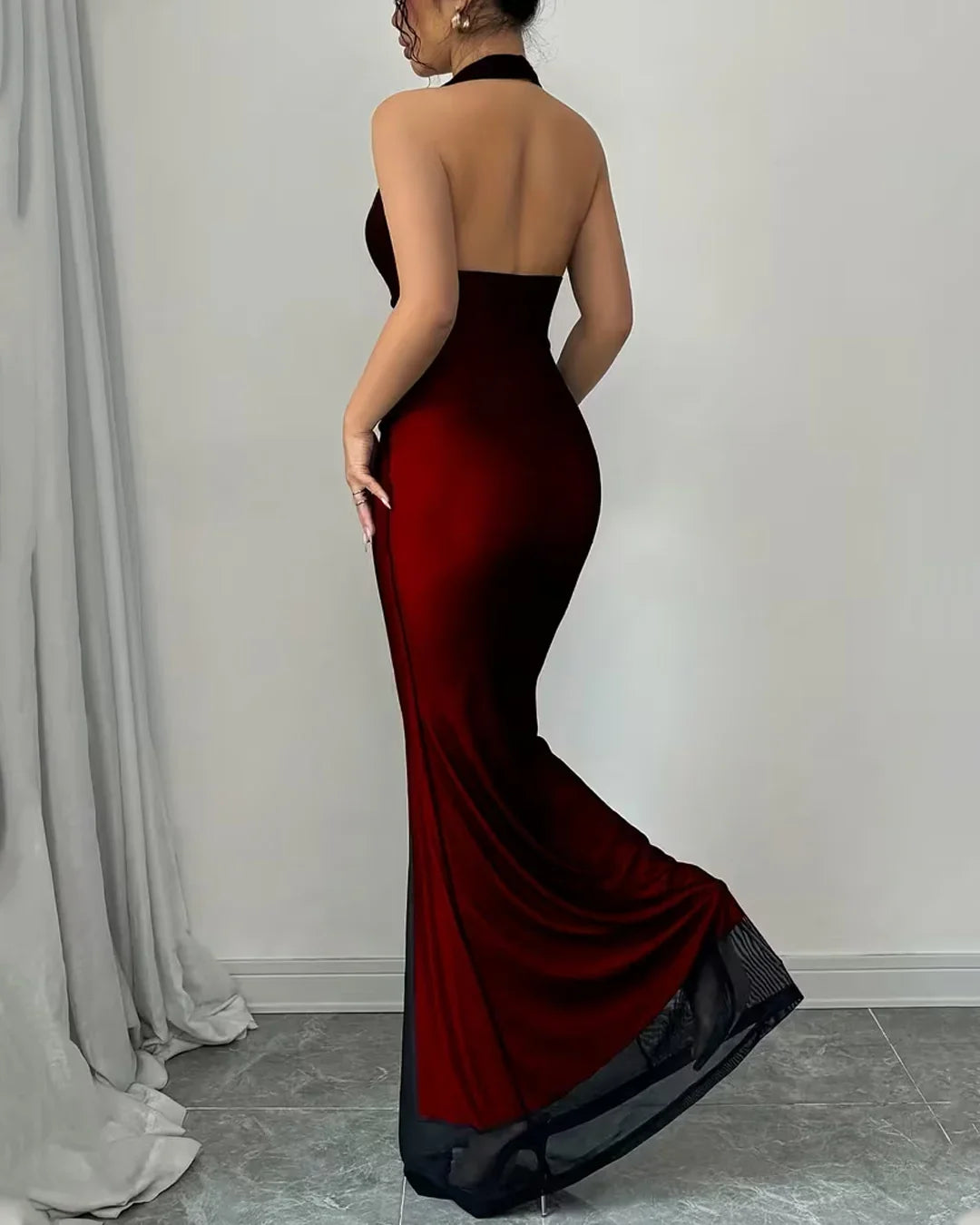 Backless Mermaid Long Dress In Red - Littlebox India Backless Mermaid Long Dress In Red - Littlebox India