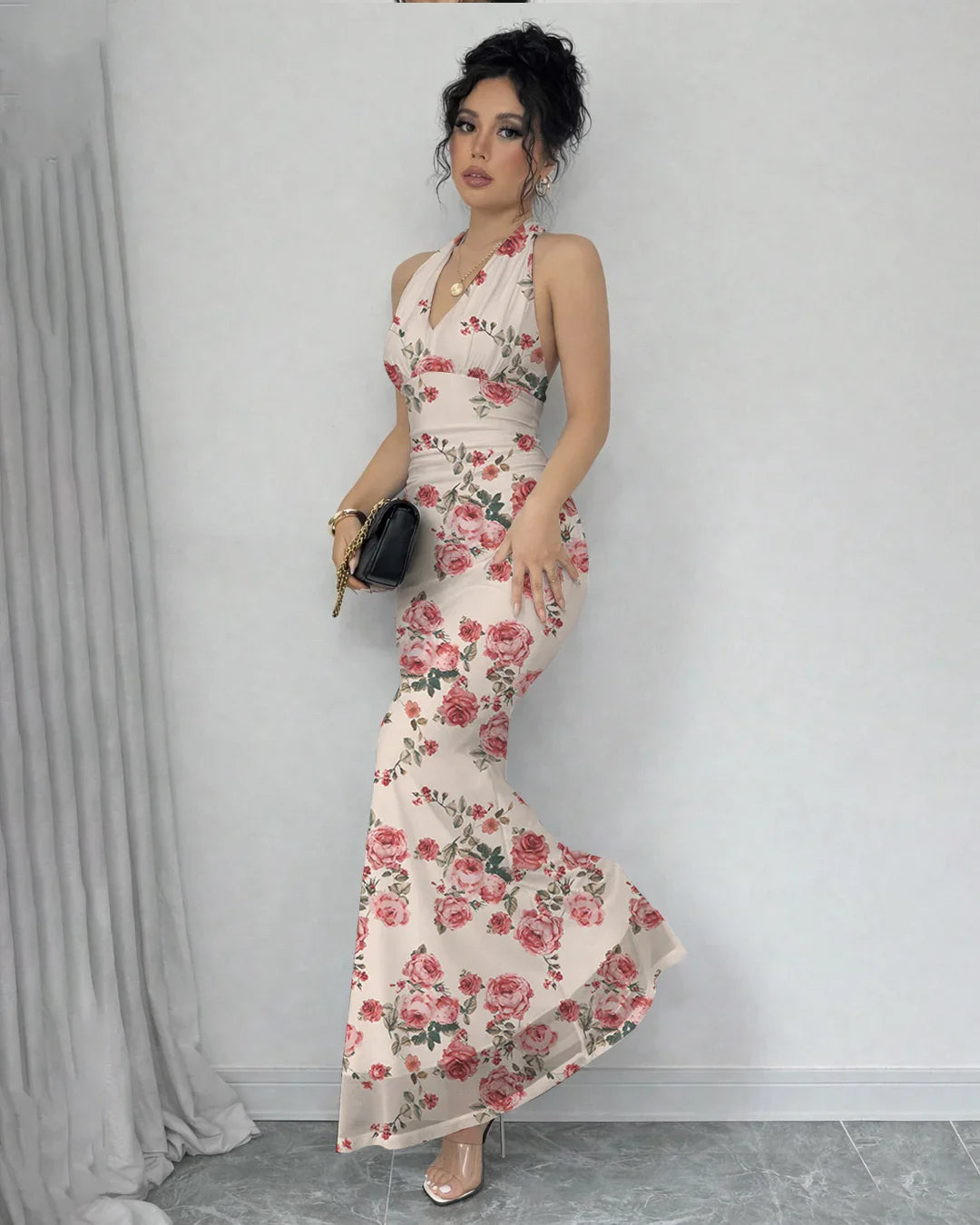 mermaid dress india Floral Backless Mermaid Maxi Dress – Littlebox India