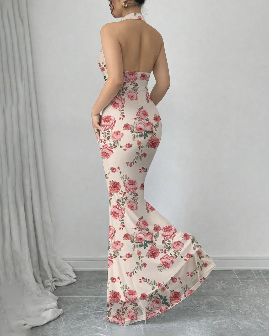 mermaid dress india Floral Backless Mermaid Maxi Dress – Littlebox India