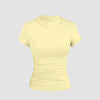 Basic Round Neck Short Sleeve Slim Fit French Vanilla Top Front View for Women | Littlebox India
