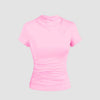Basic Round Neck Short Sleeve Slim Fit Prism Pink Top Front View for Women | Littlebox India