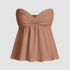 Biscuit Brown Twist–Front Empire Bustier Top Front View For Women | Littlebox India