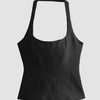 Black Halter Neck Corset Top Front View For Women | Littlebox India