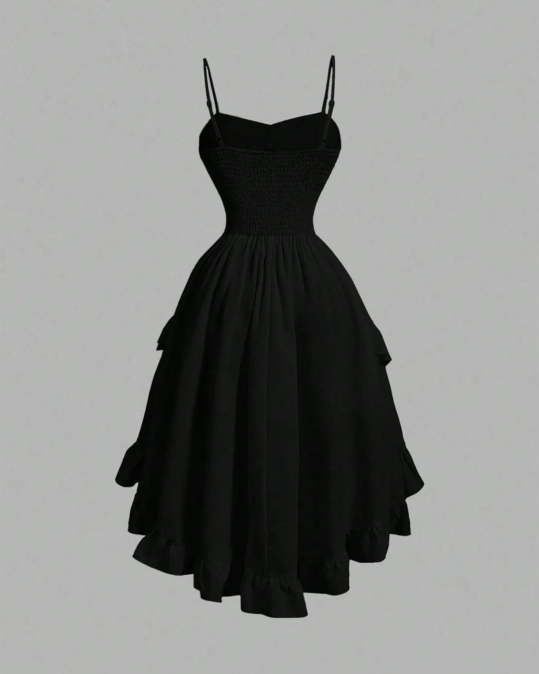Black High-Low Gothic Dress with Corset Detail