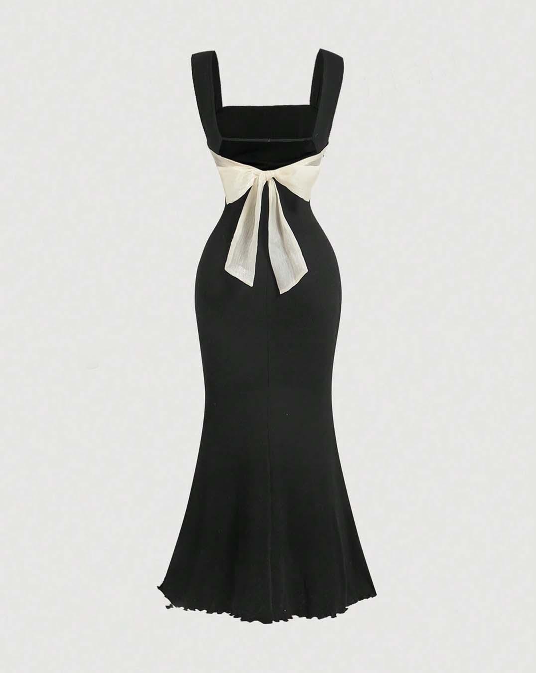 Black Mermaid Dress With Bow Back