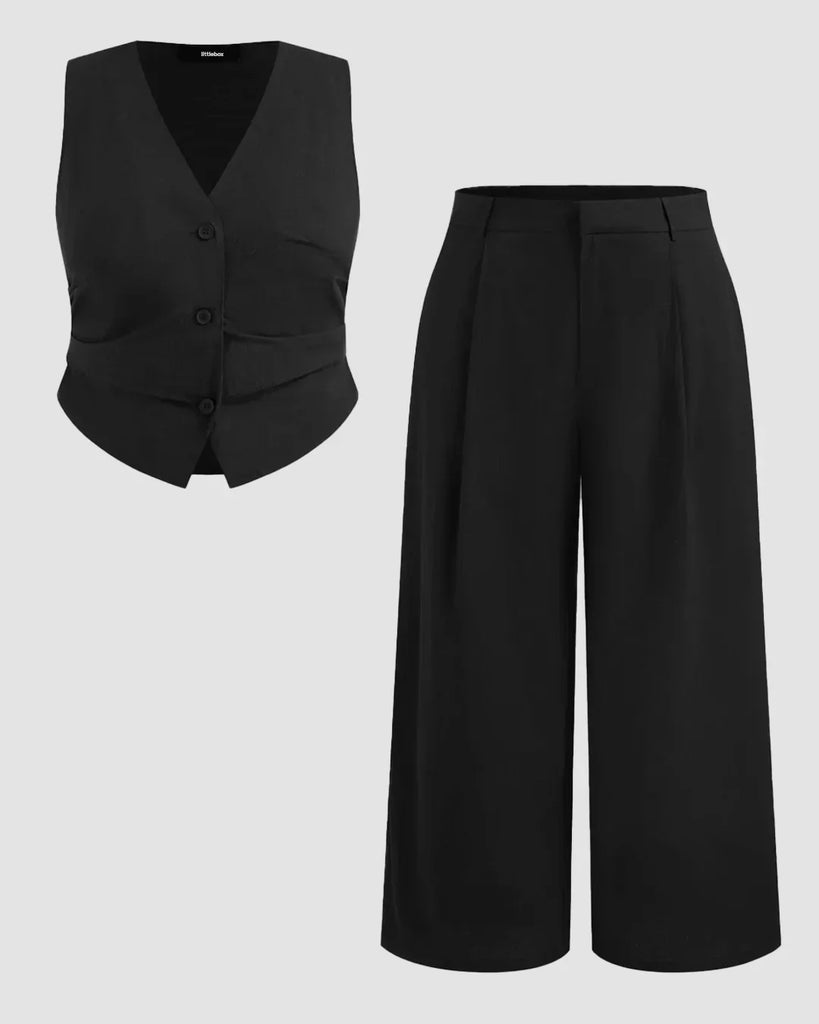 Black Sleeveless Vest Trousers Set Curve Plus Littlebox India black-sleeveless-vest-trousers-set-curve-plus-littlebox-india