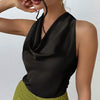 Black Solid Cowl Neck Sleeveless Top for Women Front View For Women | Littlebox India