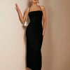 Black Strapless Bodycon Maxi Dress Front View for Women | Littlebox India