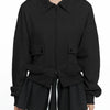 Black Zip Up Collar Long Sleeve Jacket with Front Pockets Front View for Women | Littlebox India