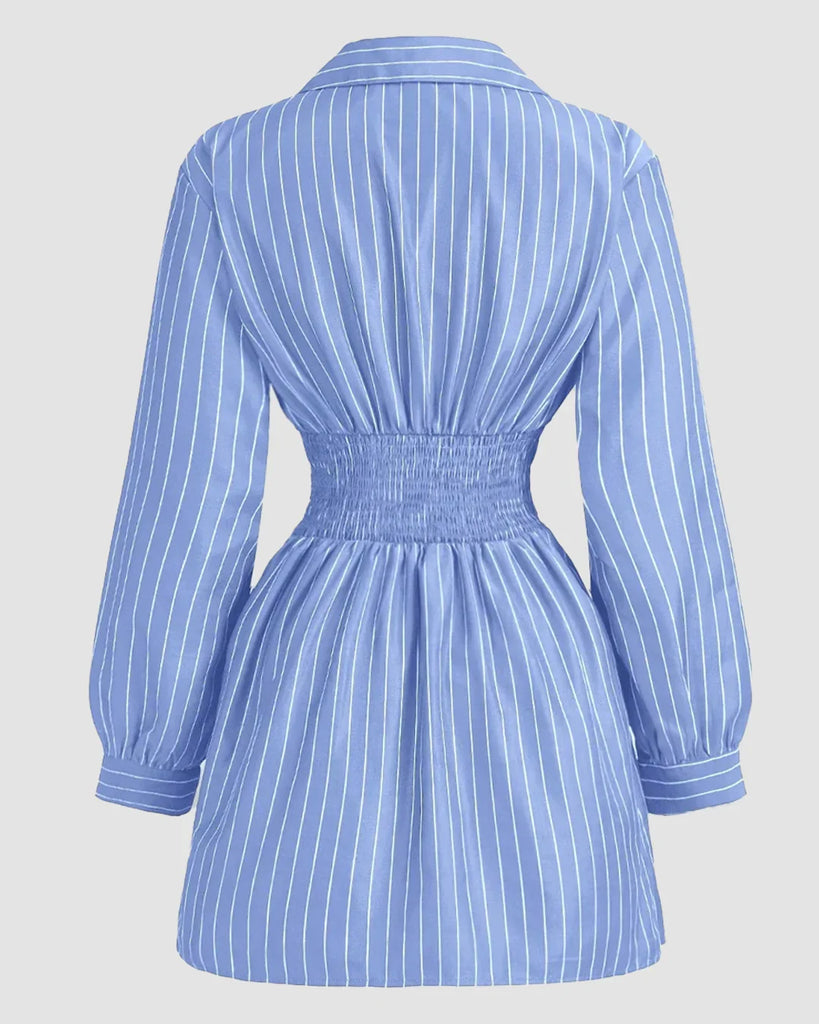 Blue Striped Wrap Front Collared Mini Dress – Littlebox India