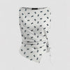 Boat Neck Asymmetrical Hem Printed Sleeveless Top in White & Black Front View for Women | Littlebox India