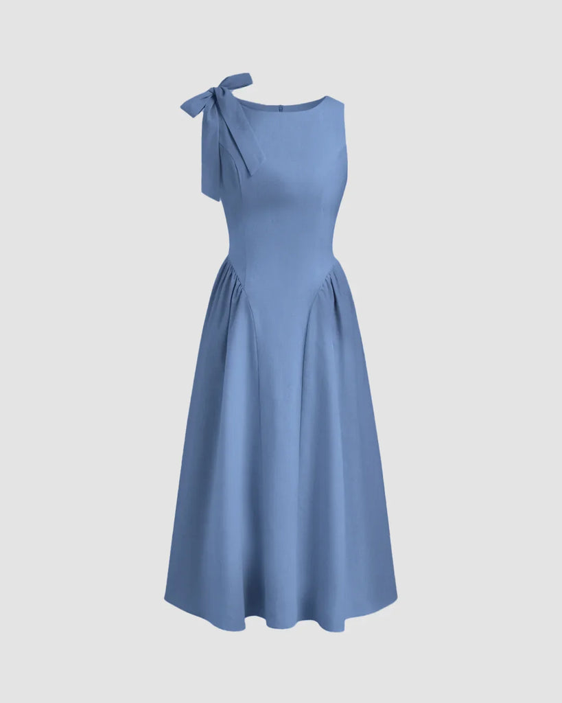 Fit and Flare Midi Dress in French Blue