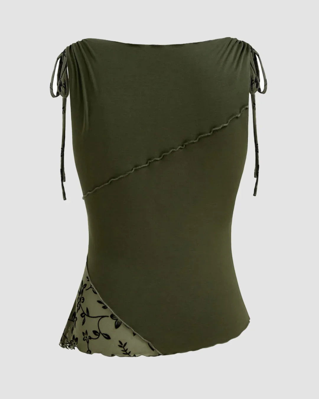 Green Boat Neck Floral Tank Top – Littlebox India