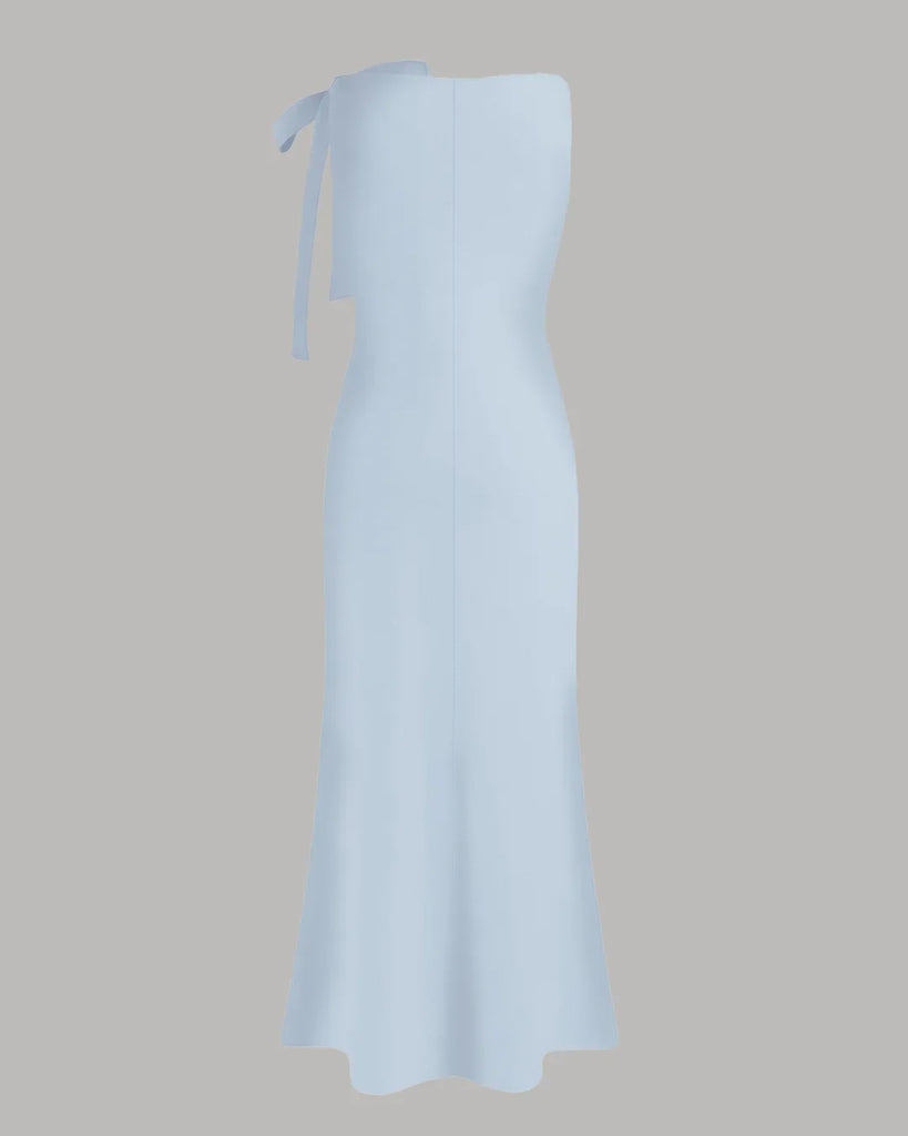 Ice Blue Bowknot Maxi Dress - Littlebox India