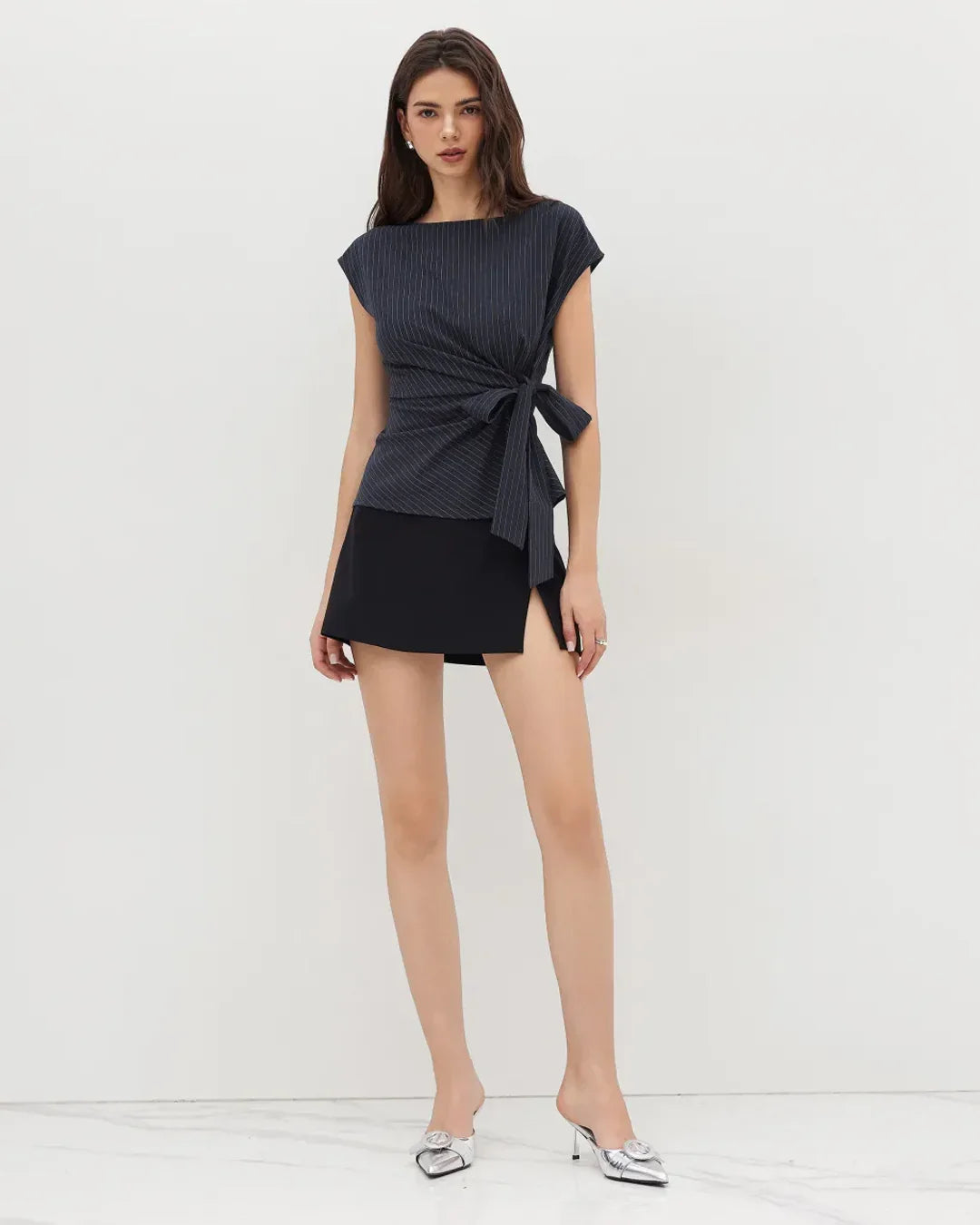Boat Neck Stripe Knotted Top – Littlebox India
