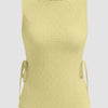 Boat Neck Texture Knotted Split Tank Top in French Vanilla Front View for Women | Littlebox India