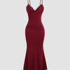 Bodycon Party Dress with Lace Trim and Flared Hem in Maroon Front View for Women | Littlebox India