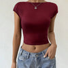 Burgundy Cap Sleeve Crop Top Front View For Women | Littlebox India