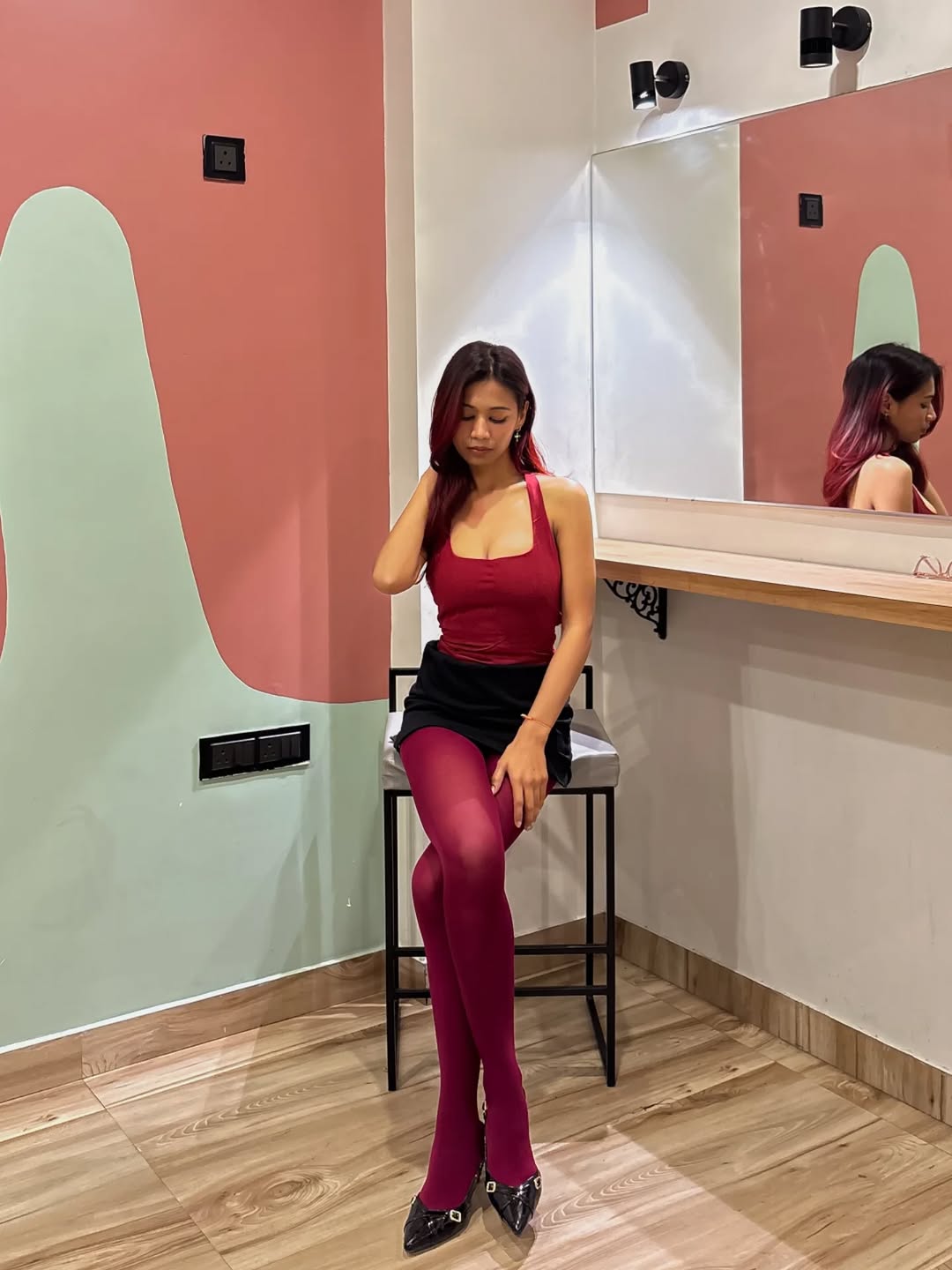 Customer photo 1 of Burgundy Halter Neck Corset Top