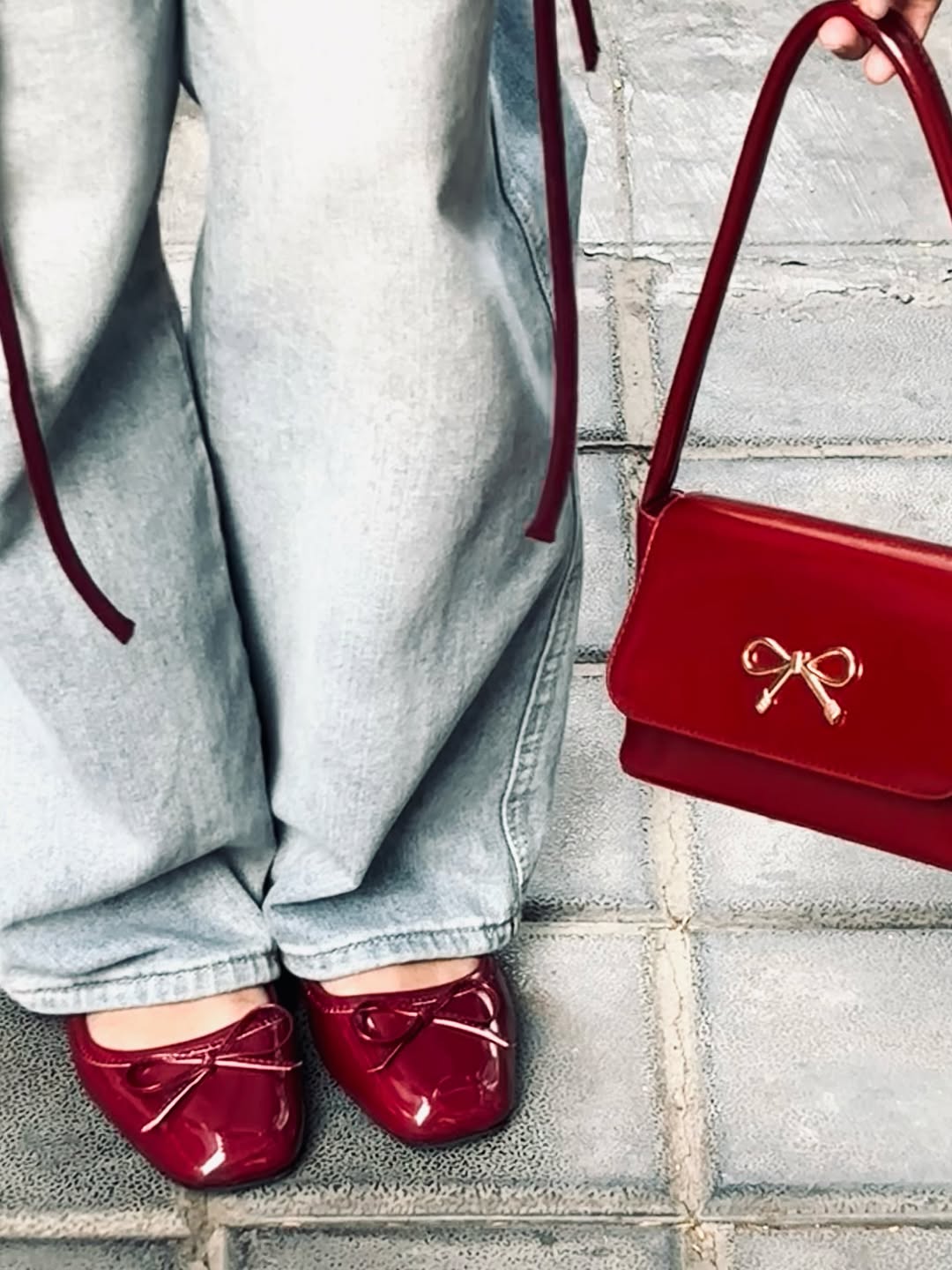 Customer photo 1 of Burgundy Square Toe Womens Ballet Flats