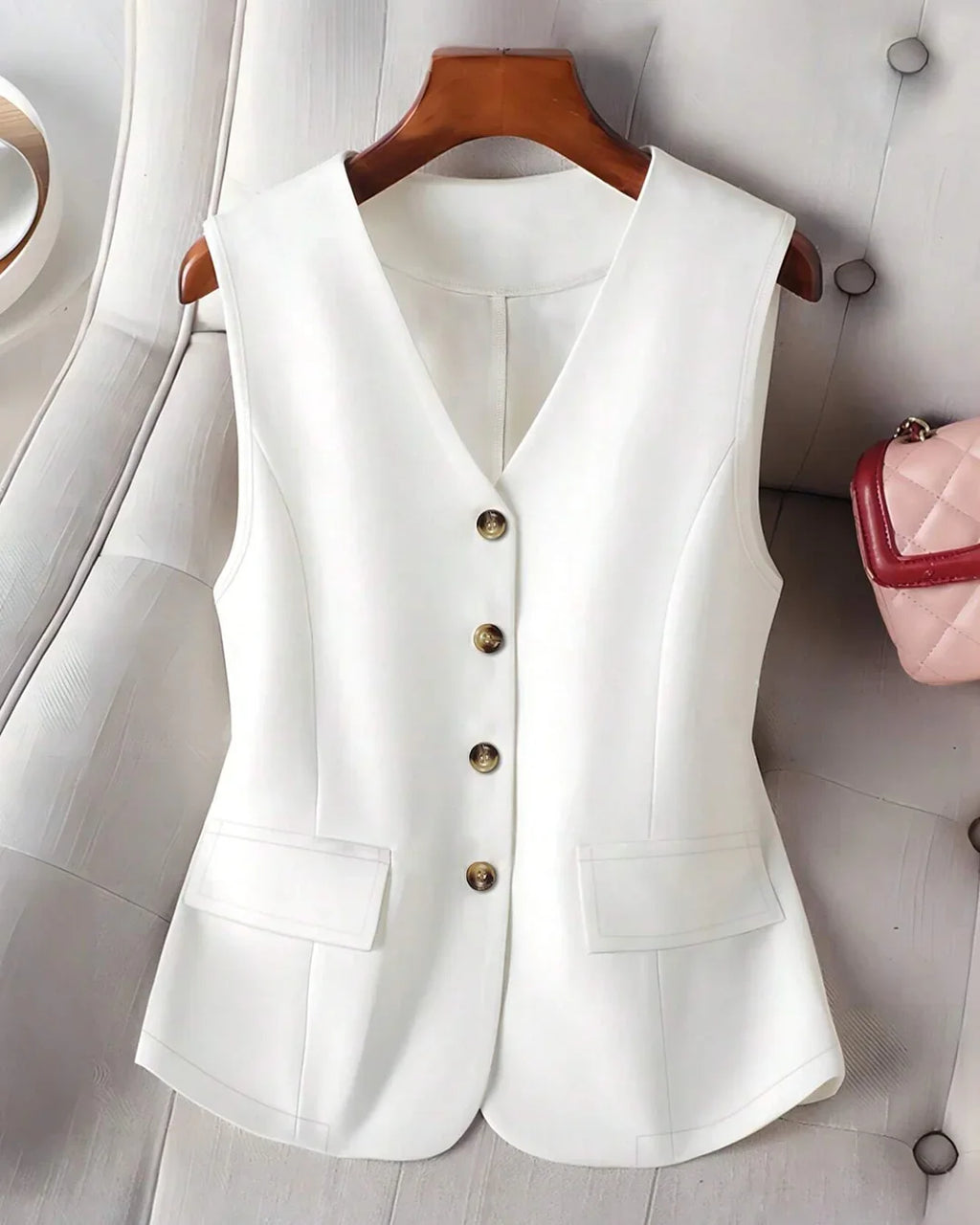 Sleeveless Blazer White Vest Blazer RYRJJ Women's Business Casual