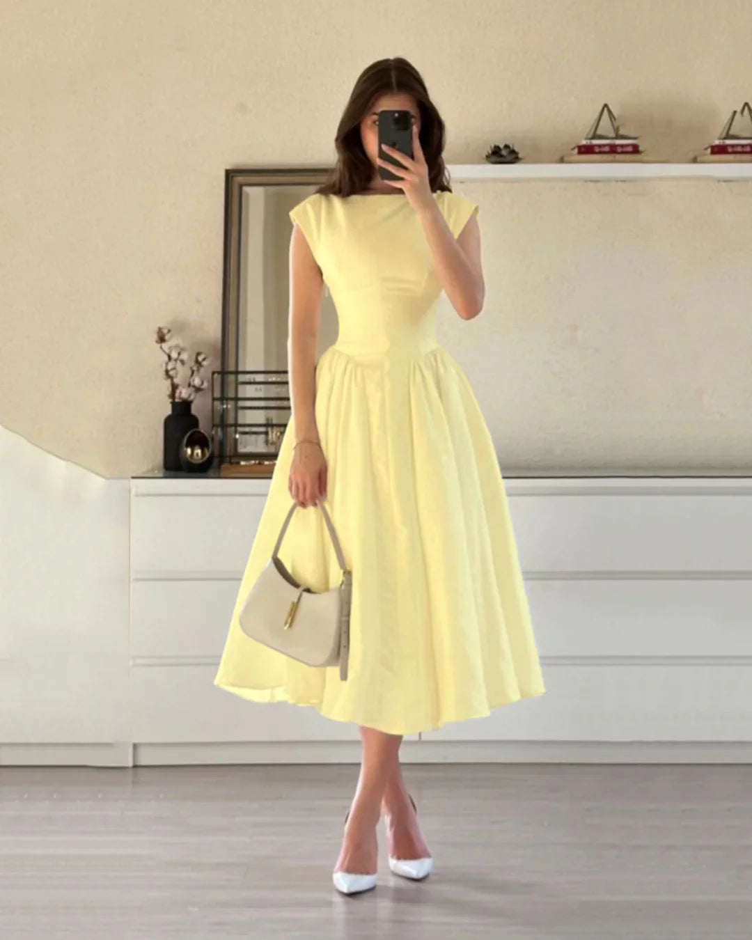 yellow a line dress with sleeves Marigold Yellow Bridesmaid Dresses A-Line Short Sleeves V Neck Sequined Empire Waist Long Chiffon Bridesmaid Dresses main image 0