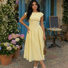 Cap Sleeve Fit & Flare A-Line Midi Dress in Vanilla