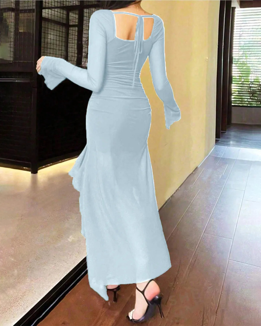 princess polly baby blue dress Dusty Blue Bridesmaid Dress Chiffon Size 2XL main image 1